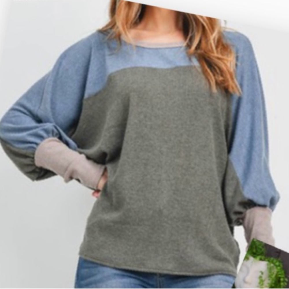 NWOT Perfect Peach Women's Colorblock Dolman Sleeve Pullover Sweater M,L & XL